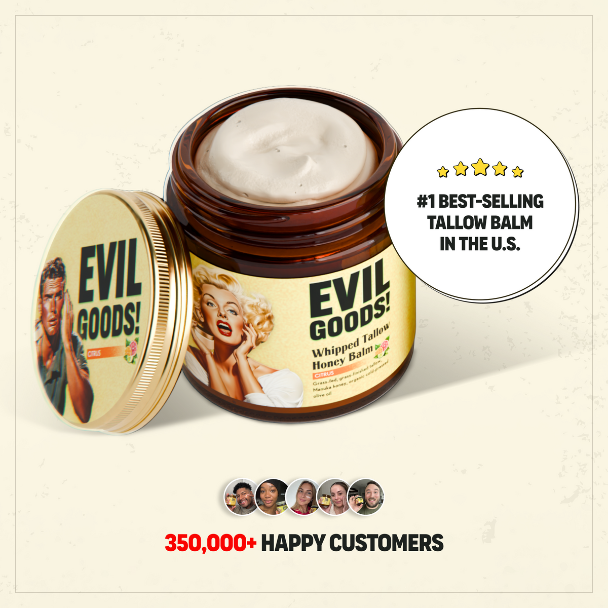 Evil Goods Whipped Tallow Honey Balm